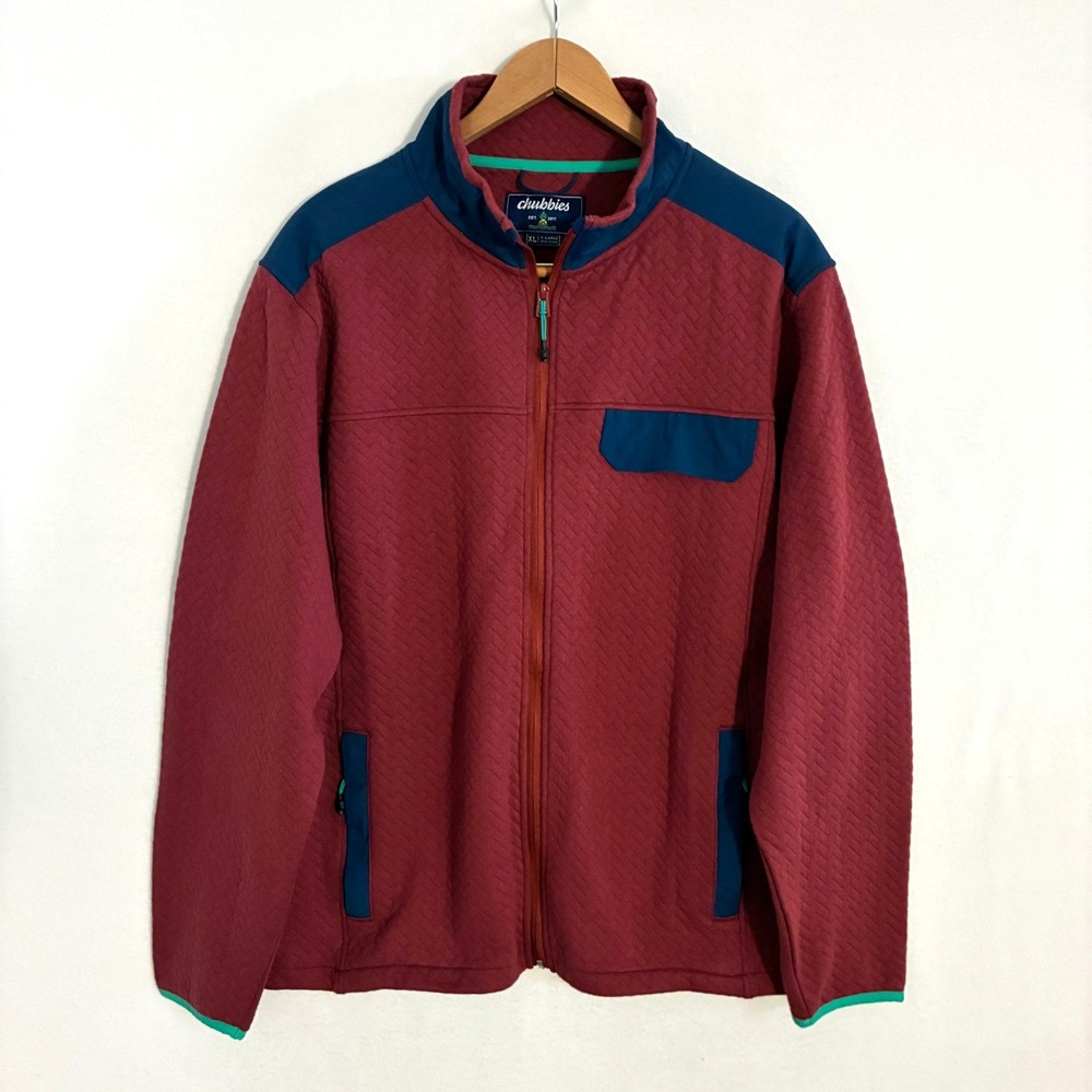 Chubbies Cabernet Jacket Men's XL Full Zip Quilted Mock Neck Athleisure Preppy
